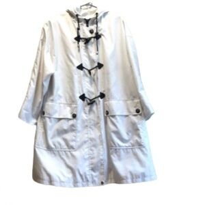 EVAN PICONE Vintage White hooded Plus Size 24 Rain Coat with large snap poc…